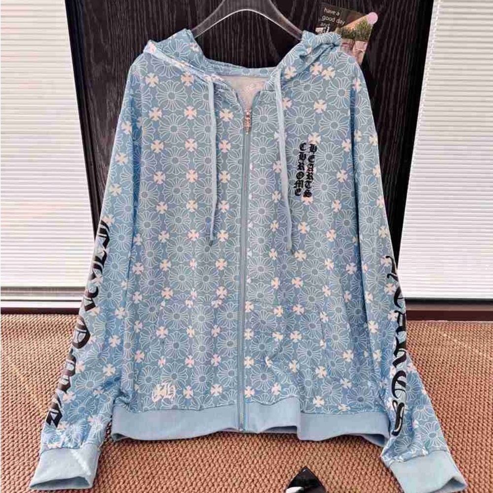 Chrome Hearts Light Blue Floral Hoodie